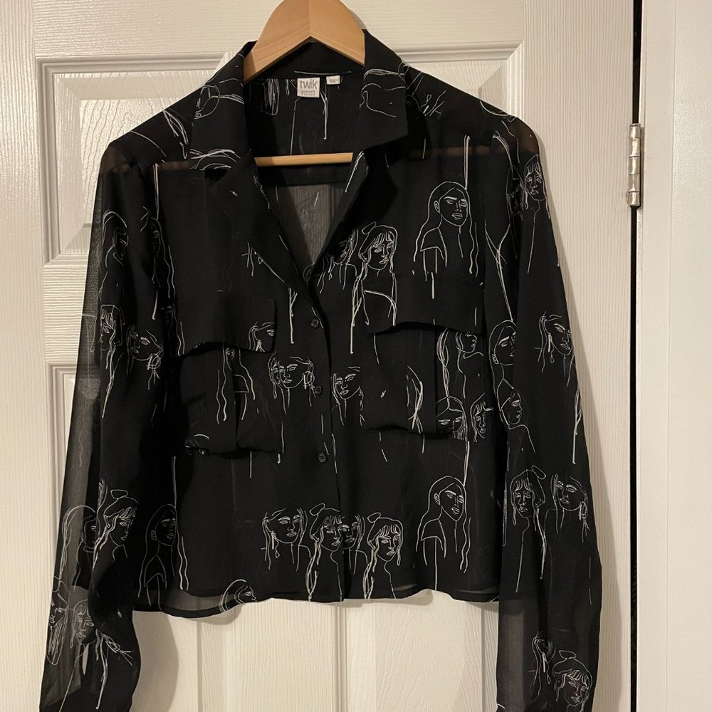 Simons - black/white  blouse - size large - NEW